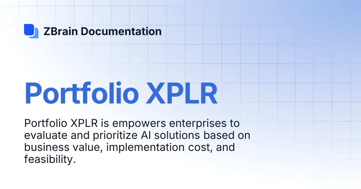 Portfolio XPLR | ZBrain Documentation