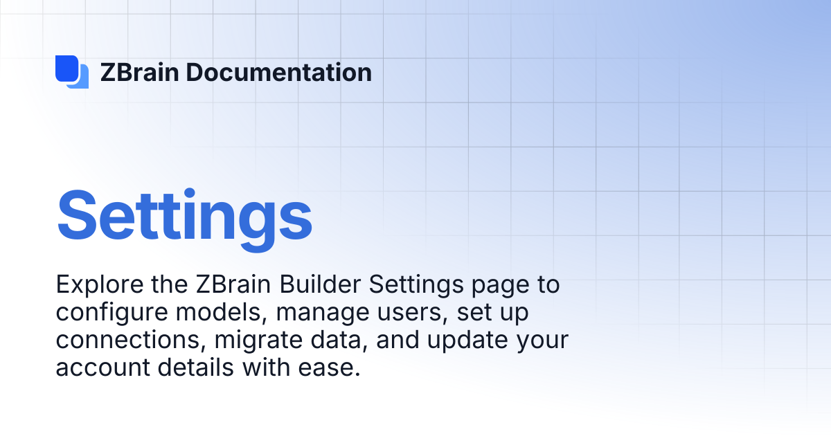Settings | ZBrain Documentation